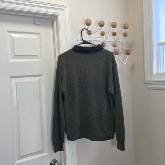 Woolrich - Two Toned Wool Blend Long Sleeve Polo - Green / Brown - Small - Picture 5 of 10